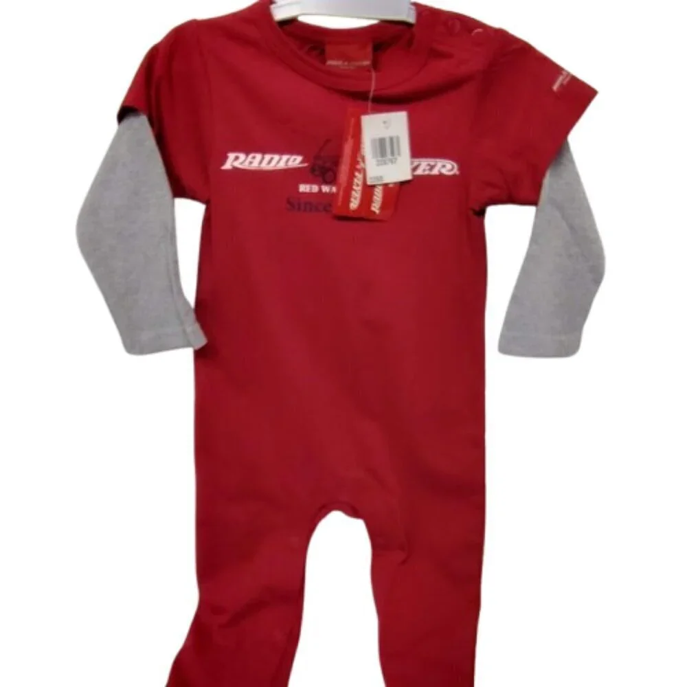 Radio Flyer 1 Piece Snap Bottom Outfit 2004 Red with Grey Sleeve 24 Months NWT